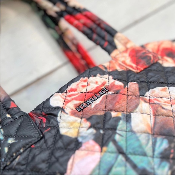 MZ WALLACE New York ~ Nylon Floral Quilted Medium Metro Tote Bag Limited Edition - Picture 4 of 16